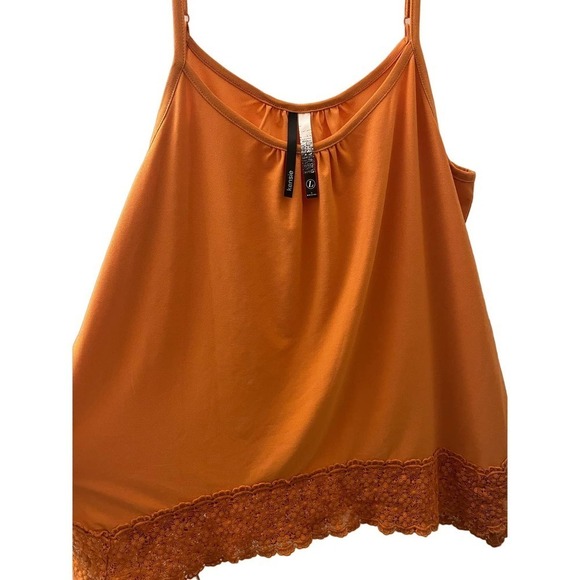 Kensie Tops - Kenzie lace trim orange tank-Large